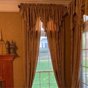 PROVENCE 5p Chenille Curtains Ascot Valence Gold